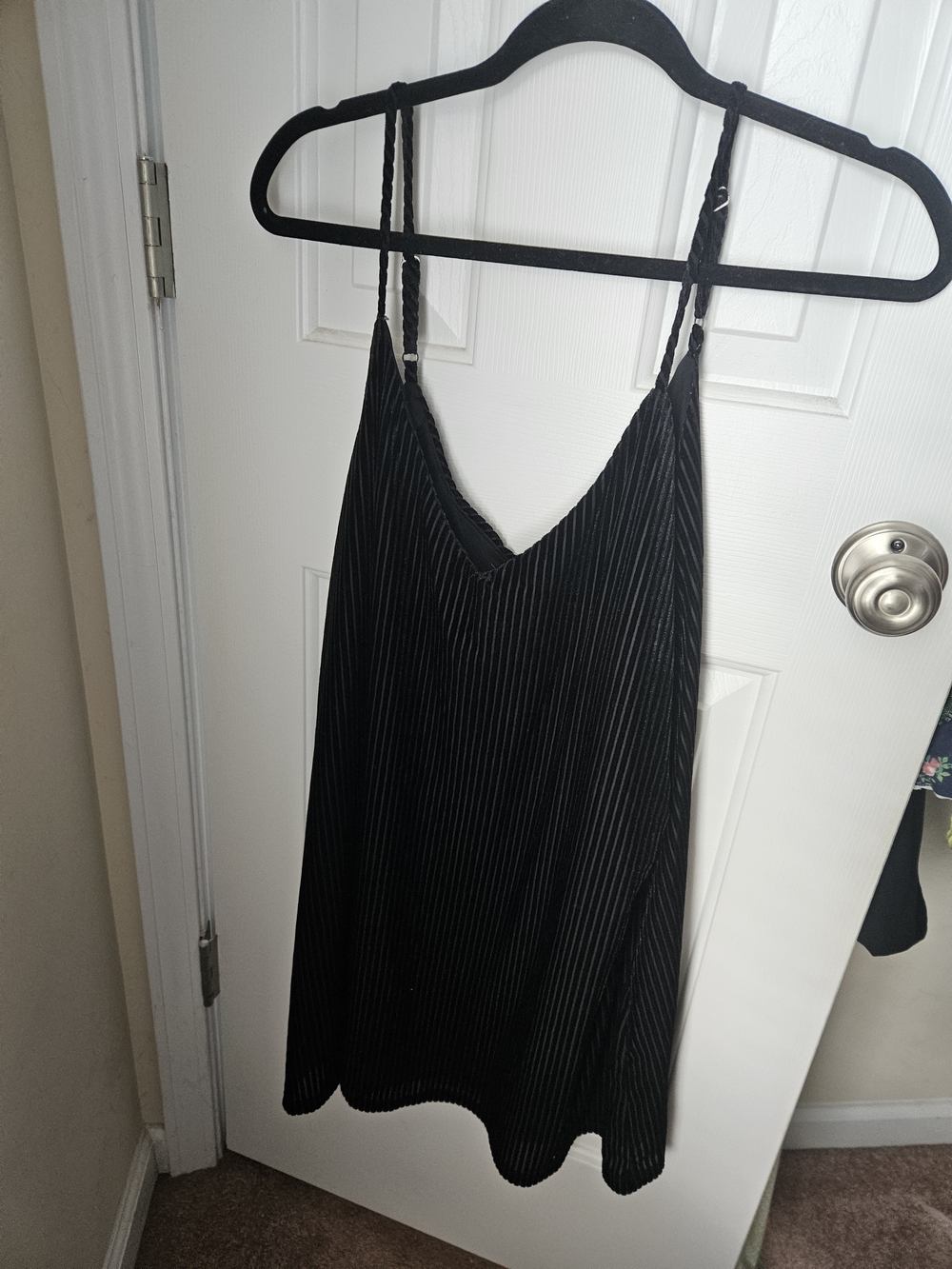 wild fable Black Pinstripe Velvet Slip Dress